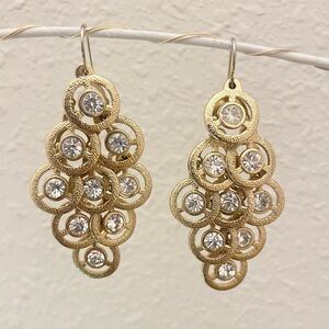Emma Skye Chandelier Earrings Gold Tone Stainless Steel Cubic Zirconia